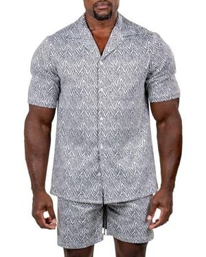 Maceoo Marthy Short Sleeve Button-Up Shirt - Gray