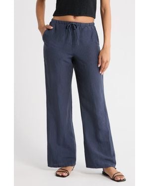 Marine Layer Perfect Linen Blend Drawstring Pants - Blue