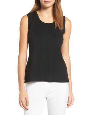 Ming Wang Scoop Neck Sweater Tank - Black