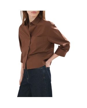 Mango Stripe Cotton Button-Up Shirt - Brown