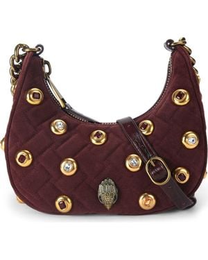 Kurt Geiger Small Kensington Gems Quilted Suede Hobo Bag - Purple