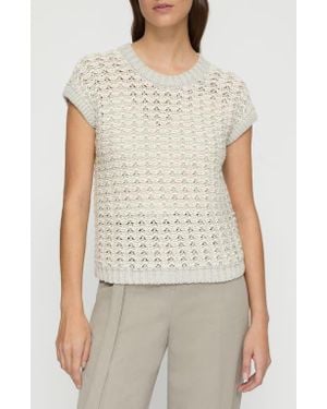 Lafayette 148 New York Open Stitch Cotton Sweater Vest - White