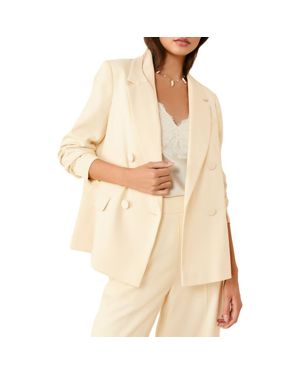 Friends Like These Crosshatch Double Breasted Blazer - Natural