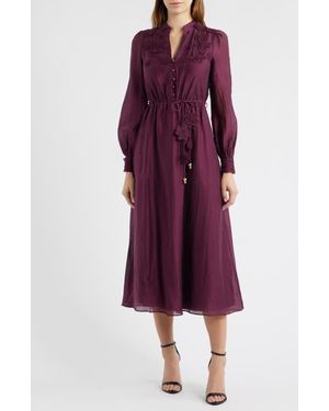 EVER NEW Peyton Belted Long Sleeve Button Front Maxi Dress in Pink | Lyst