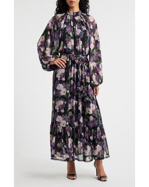 En Saison Jasmine Floral Tie Waist Maxi Dress - White