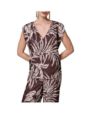 Donna Karan Print Cap Sleeve Top - Brown