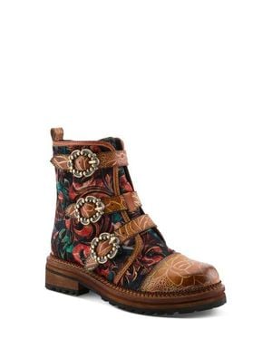 Spring Step Thisway Buckle Strap Bootie - Brown