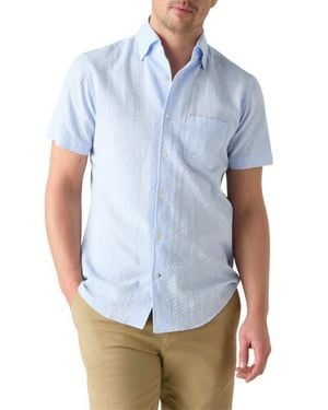 Robert Talbott Morgan Paisley Jacquard Seersucker Short Sleeve Shirt - Blue