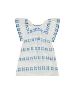MER ST BARTH Mini Capucine Girl's Caftan Embroidery - Blue