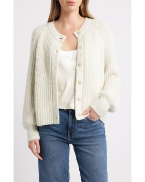 Caslon Metallic Shaker Stitch Cardigan - White