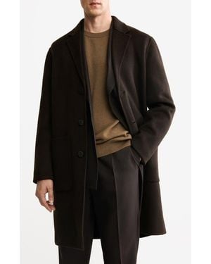 Mango Handmade Wool Blend Melton Overcoat - Black