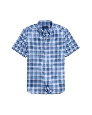 Vineyard Vines Coskata Island Plaid Short Sleeve Button-Down Shirt - Blue