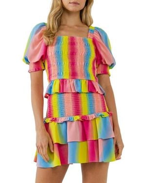 Endless Rose Ombré Stripe Smocked Top - Red