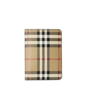 Burberry Check Passport Holder - Natural