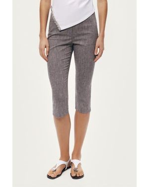 Nocturne Tailored Linen Blend Capri Pants - Gray