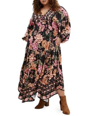 City Chic Divine Grace Long Sleeve Floral Maxi Dress - Multicolor