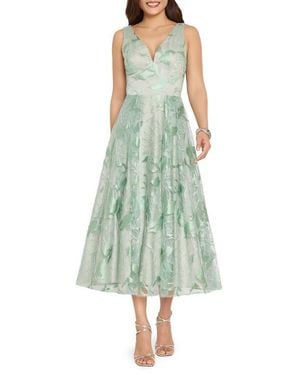 Tahari Metallic Soutache Sleeveless Midi Dress - Green