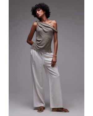 TOPSHOP Twist Off The Shoulder Top - Gray