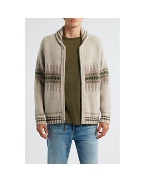 Pendleton Sawtooth Buck Lambswool Blend Zip Cardigan - Natural