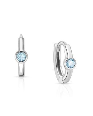 Tiny Blessings Sterling 9Mm Birthstone Huggie Hoops Earrings - Blue