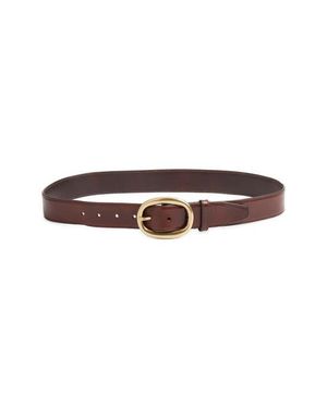 FRAME Oval Buckle Leather Belt - Brown