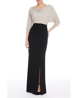 Badgley Mischka Sequin & Crepe Gown - Multicolor