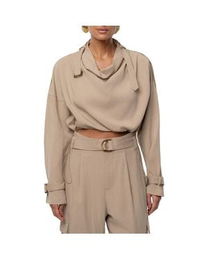 JLUXLABEL Wanderlust Long Sleeve Crop Top - Natural