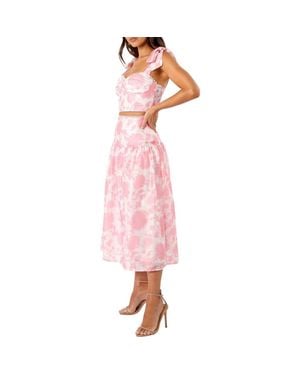 Petal & Pup Elle Floral Top & Midi Skirt Set - Pink