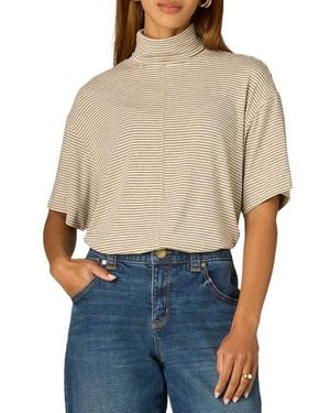 Wit & Wisdom Elbow Sleeved Turtleneck Boxy Top - Blue