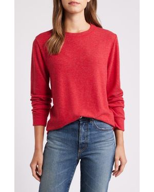 Loveappella Crewneck Brushed Jersey Top - Red