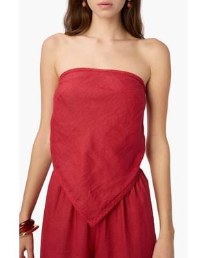Cami NYC Gael Strapless Handkerchief Hem Linen Blend Camisole - Red