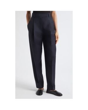 Rohe Daria Pleated High Waist Tapered Virgin Wool & Mohair Pants - Blue