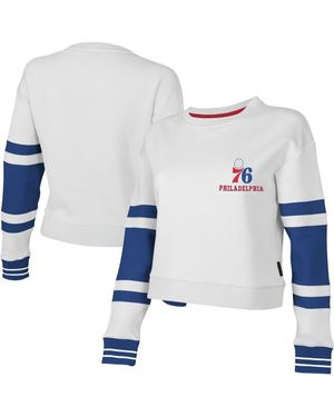 Stadium Essentials Philadelphia 76Ers Scrimmage Cropped Pullover Sweatshirt - Blue