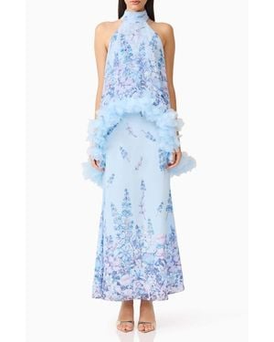 Elliatt Tulsia Floral Georgette Gown - Blue