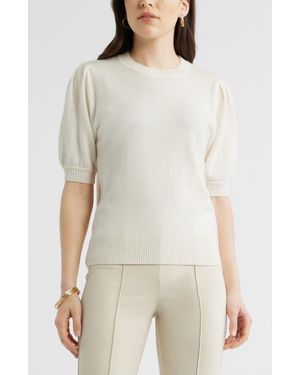Caslon Puff Sleeve Wool & Cashmere Sweater - White