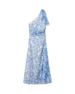 Mango Asymmetric Floral Print Dress - Blue