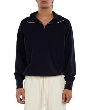 Les Tien Pique Banded Half Zip Yacht Pullover - Blue