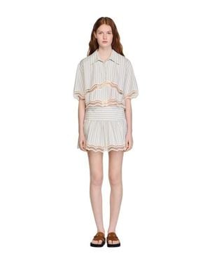 Sandro Striped Cotton Skort - White