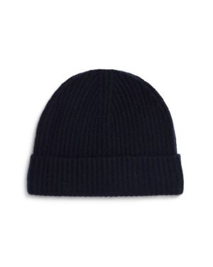 Andrew Stewart Cashmere Ribbed Beanie - Blue