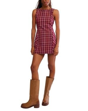 Free People Atlas Plaid Minidress - Red