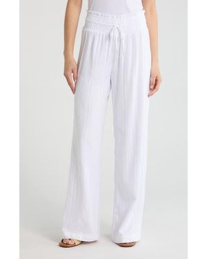 Splendid Meadow Embroidered Cotton Drawstring Pants - White