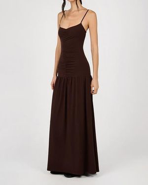WeWoreWhat Ruched Front Scoop Maxi Dress - Brown