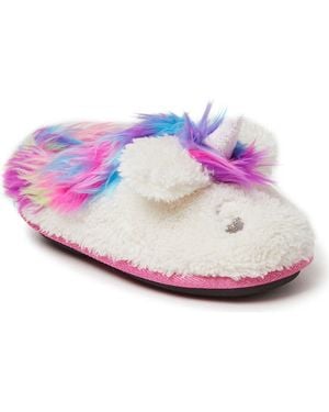 Dearfoams Kids' Peyton Novelty Unicorn Fuzzy Slipper - Purple