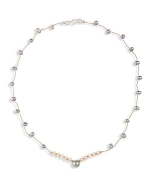 Isshi Desnuda Freshwater Pearl Station Necklace - Metallic