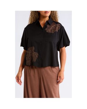 Wit & Wisdom Drop Shoulder Bubble Sleeve Top - Black