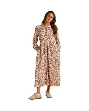 Brakeburn Bella Long Sleeve Shirt Midi Dress - Brown