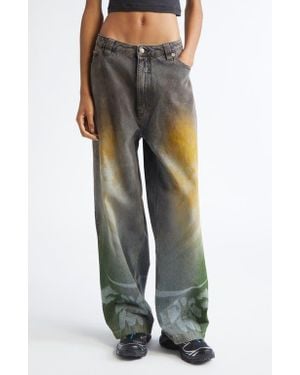 PAOLINA RUSSO Baggy Wide Leg Jeans - Green