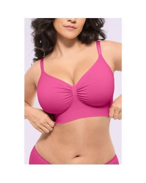 Shapellx Wireless Seamless Comfy Non Padded V Neck Bra - Purple