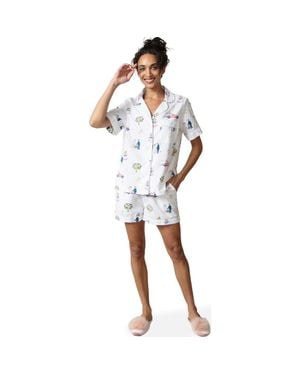 Printfresh Short Pj Set - White
