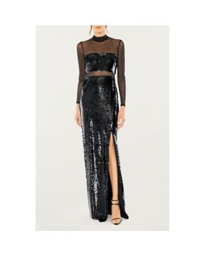Likely Andie Mock Neck Sequin Gown - Black